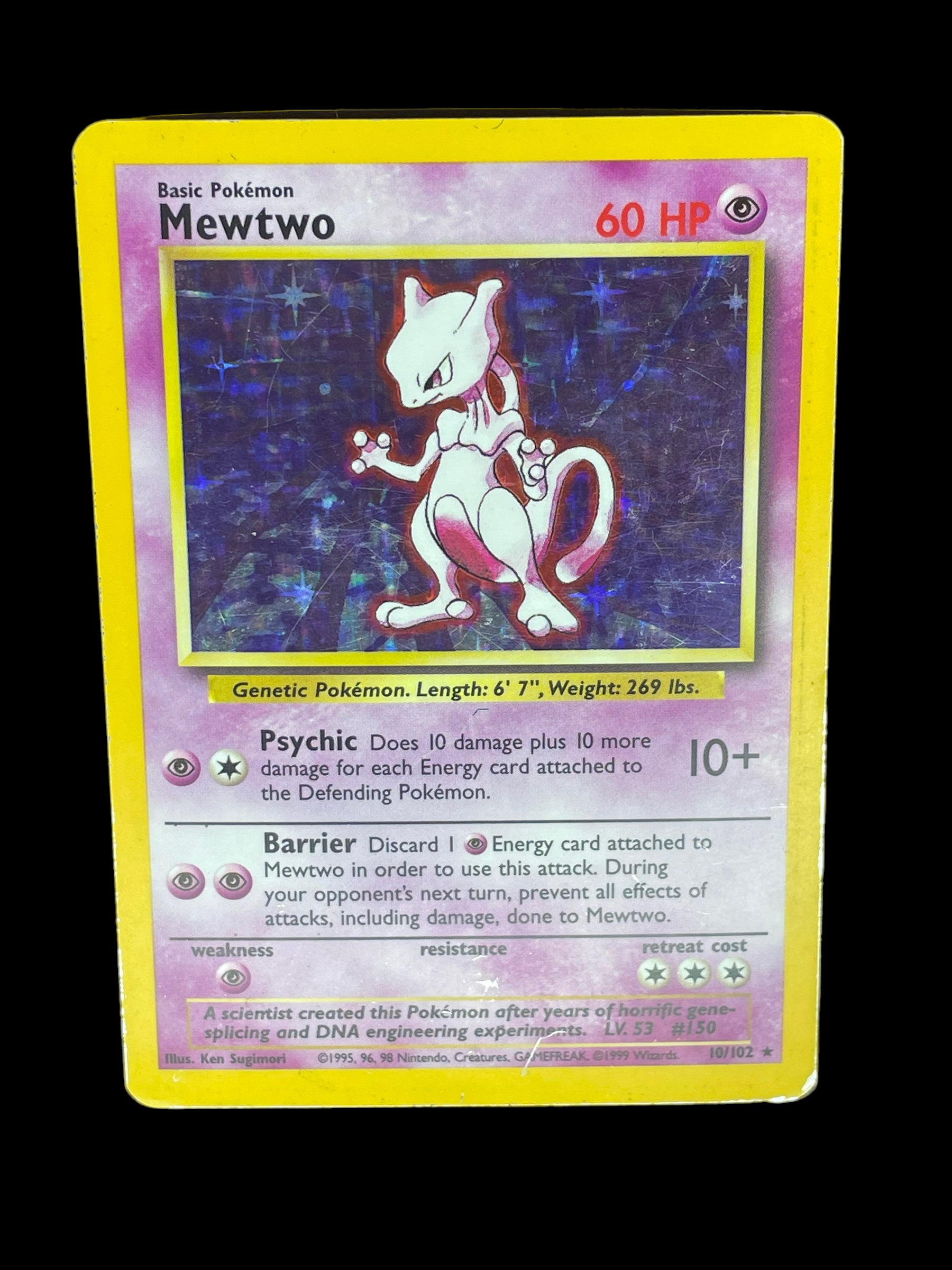 MEWTWO Pokemon Holofoil Base Set Rare Pokemon Card REAL CARD 