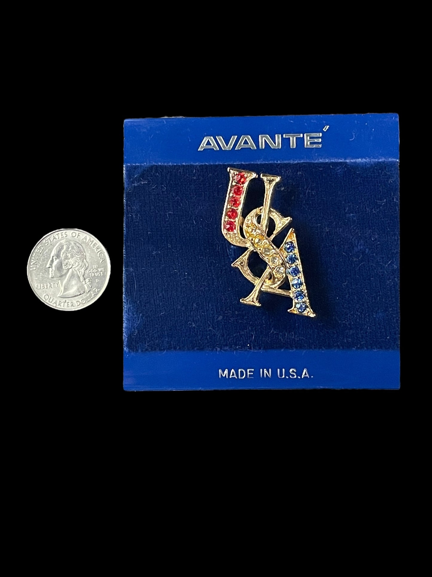 Avante Gold Toned Patriotic USA Brooch Pin