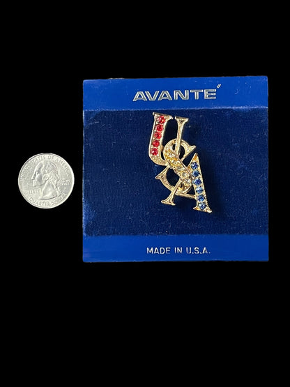 Avante Gold Toned Patriotic USA Brooch Pin