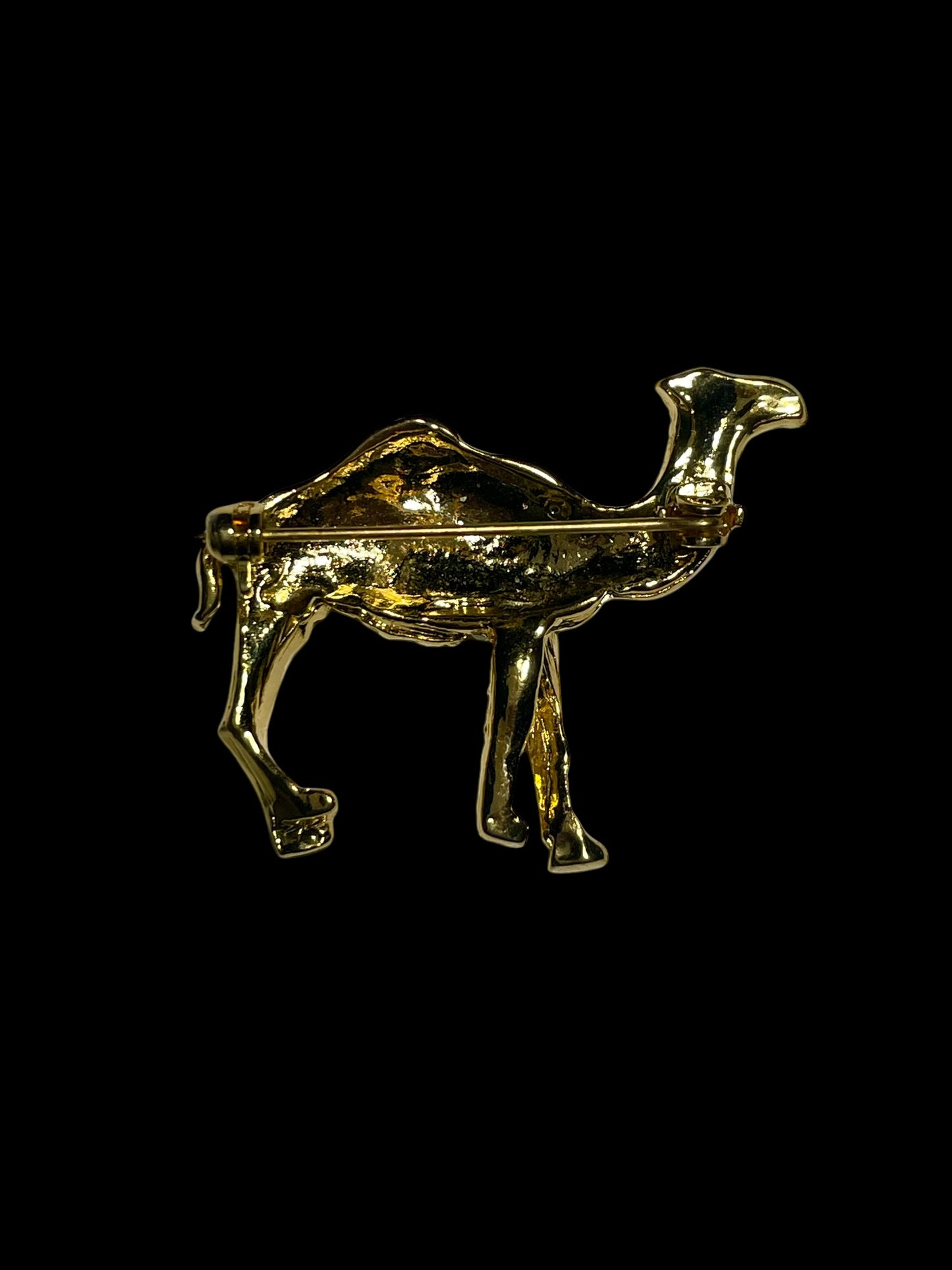 Vintage Gold Tone Rhinestone Camel Brooch Pin