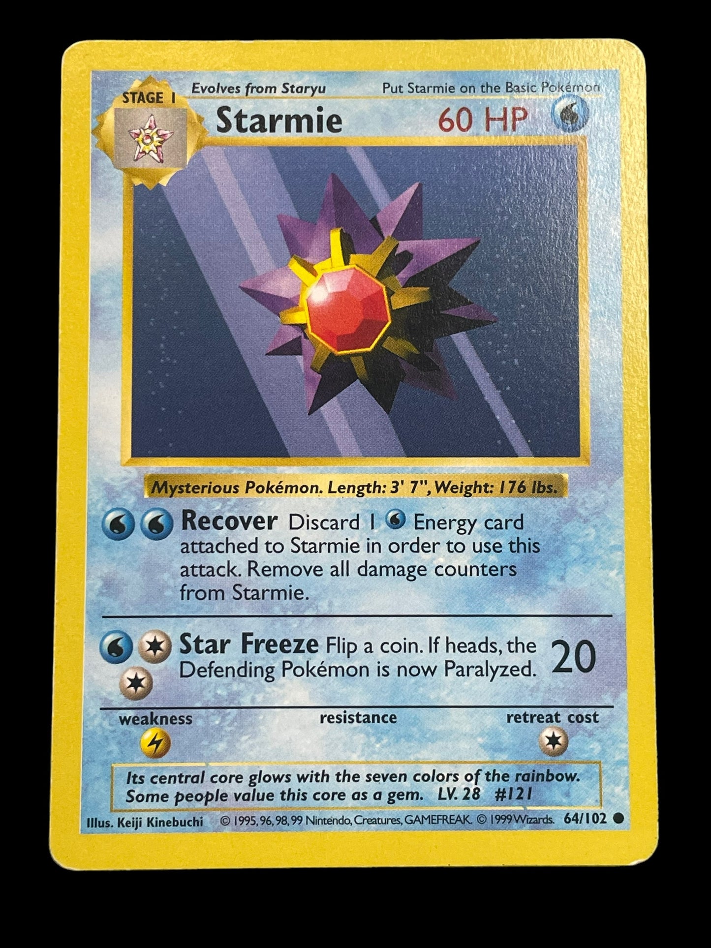 Starmie Shadowless #64 Pokemon Base Set Graded EX 5