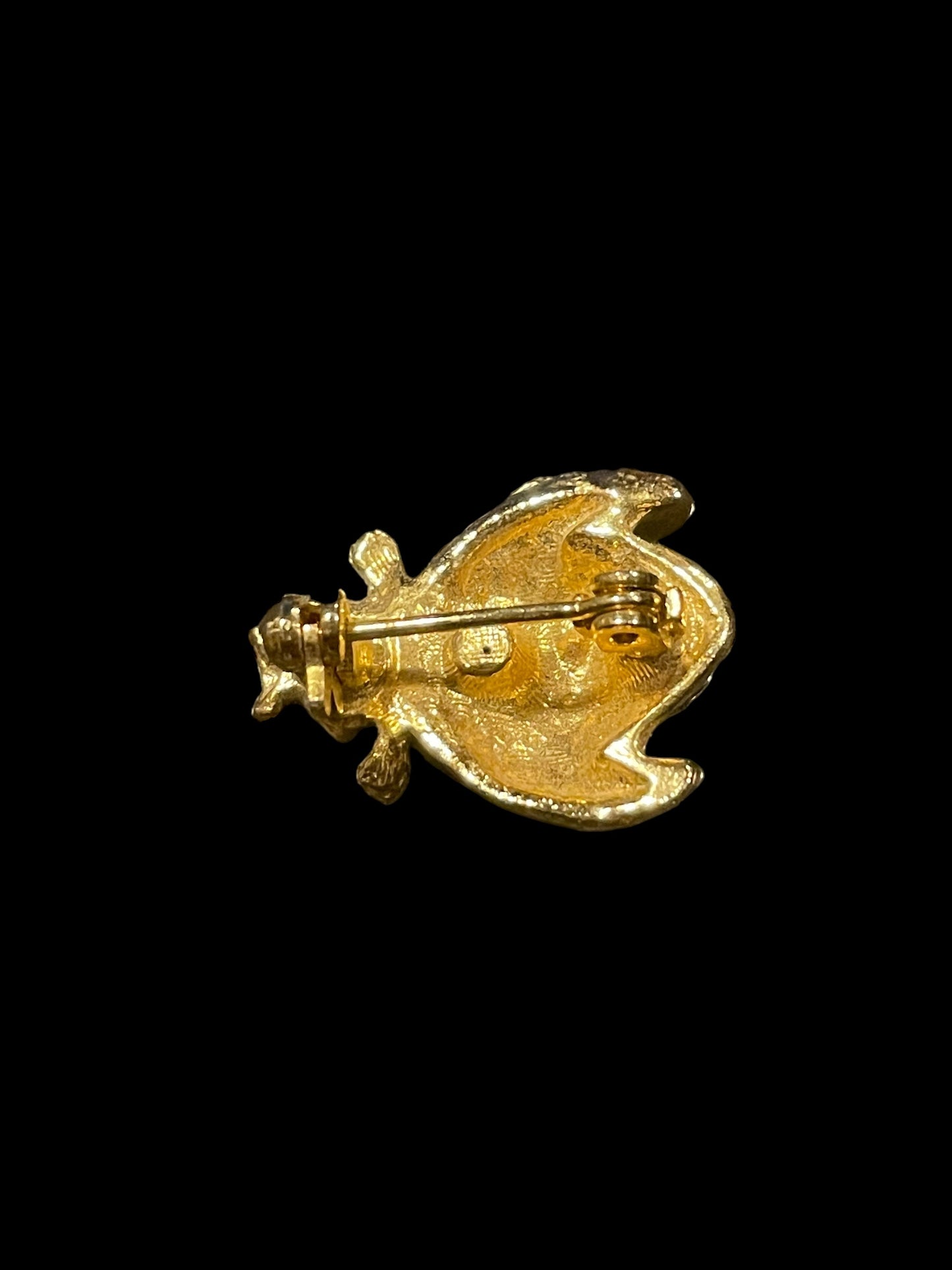 Vintage Gold Tone and Black Enamel Detailed Petite Bumble Bee Brooch Pin