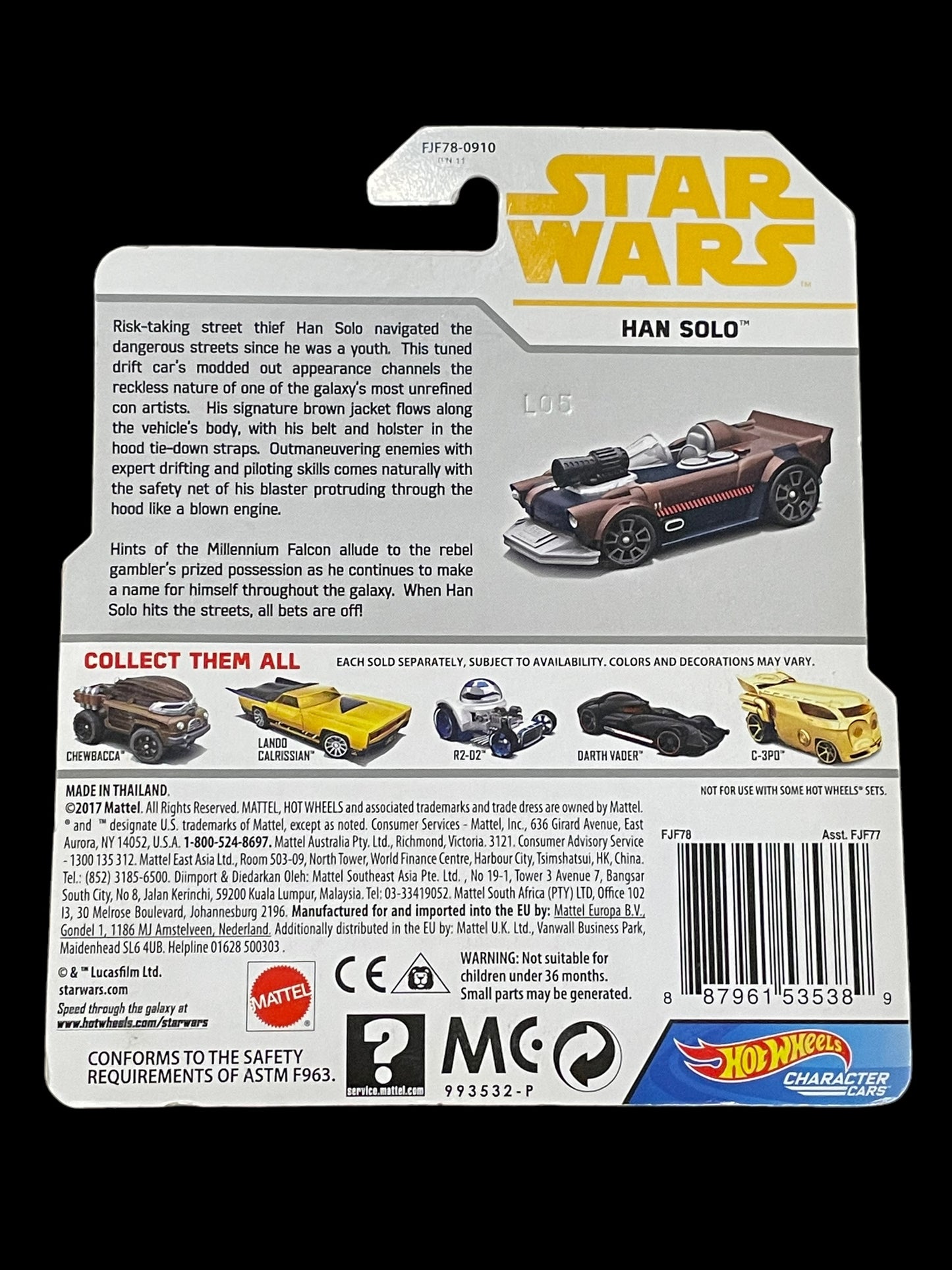 2017 Hot Wheels Star Wars Character Cars Han Solo