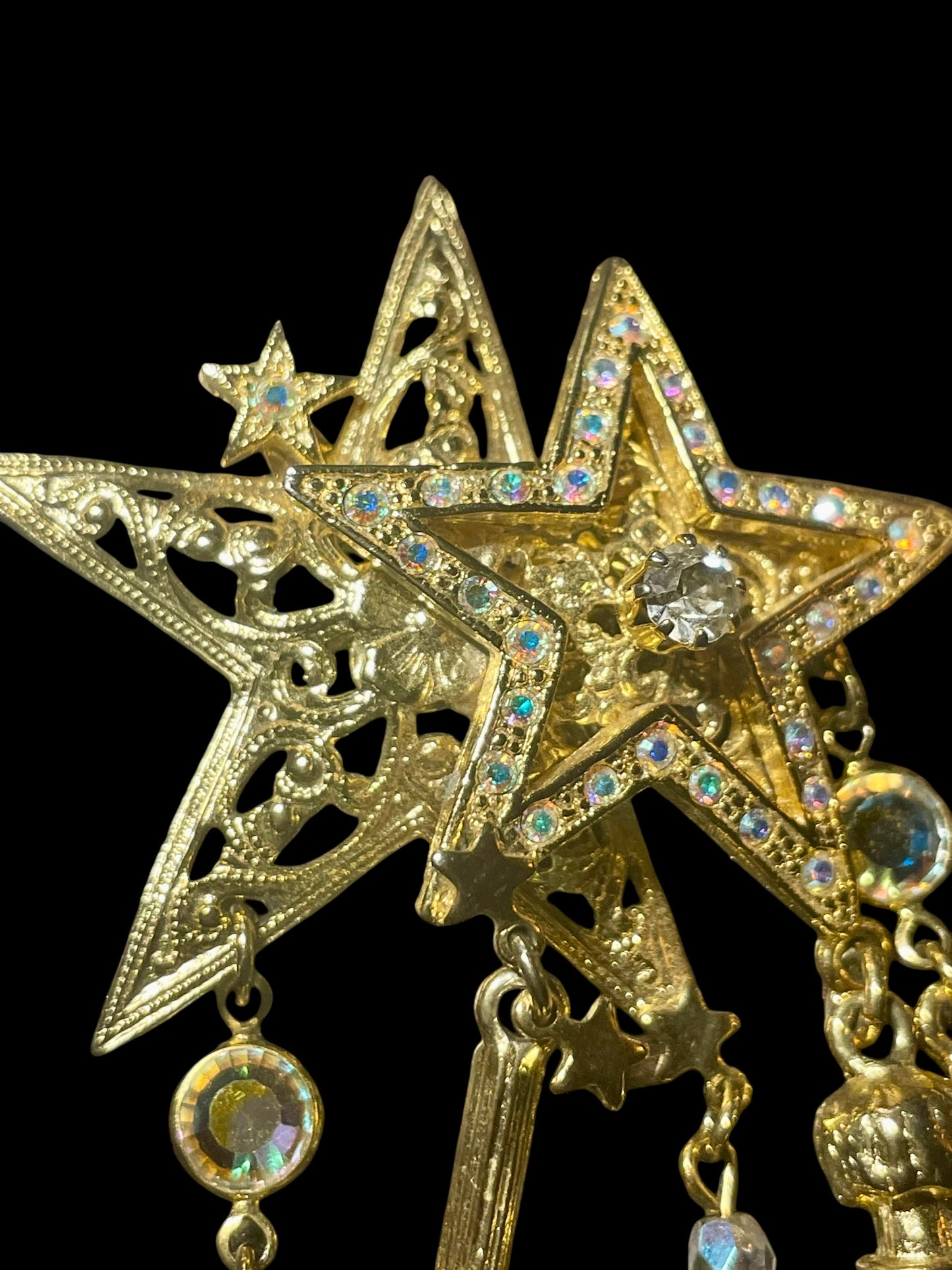 Vintage Kirks Folly Gold Toned Freemasonry Eastern Star Charms Brooch Pin or Pendant