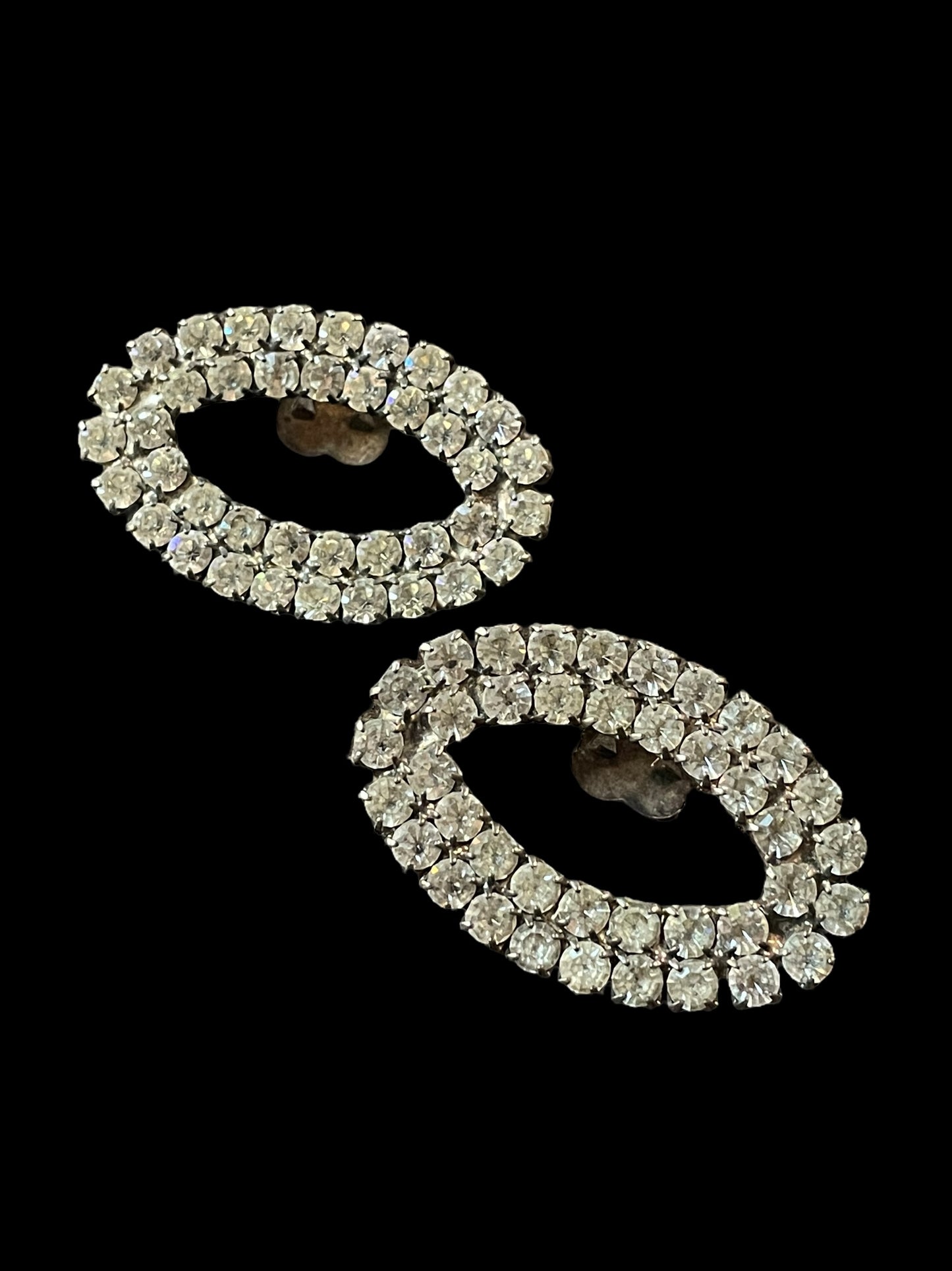 Pair of Vintage Oval Shaped Rhinestones Shoe Clips