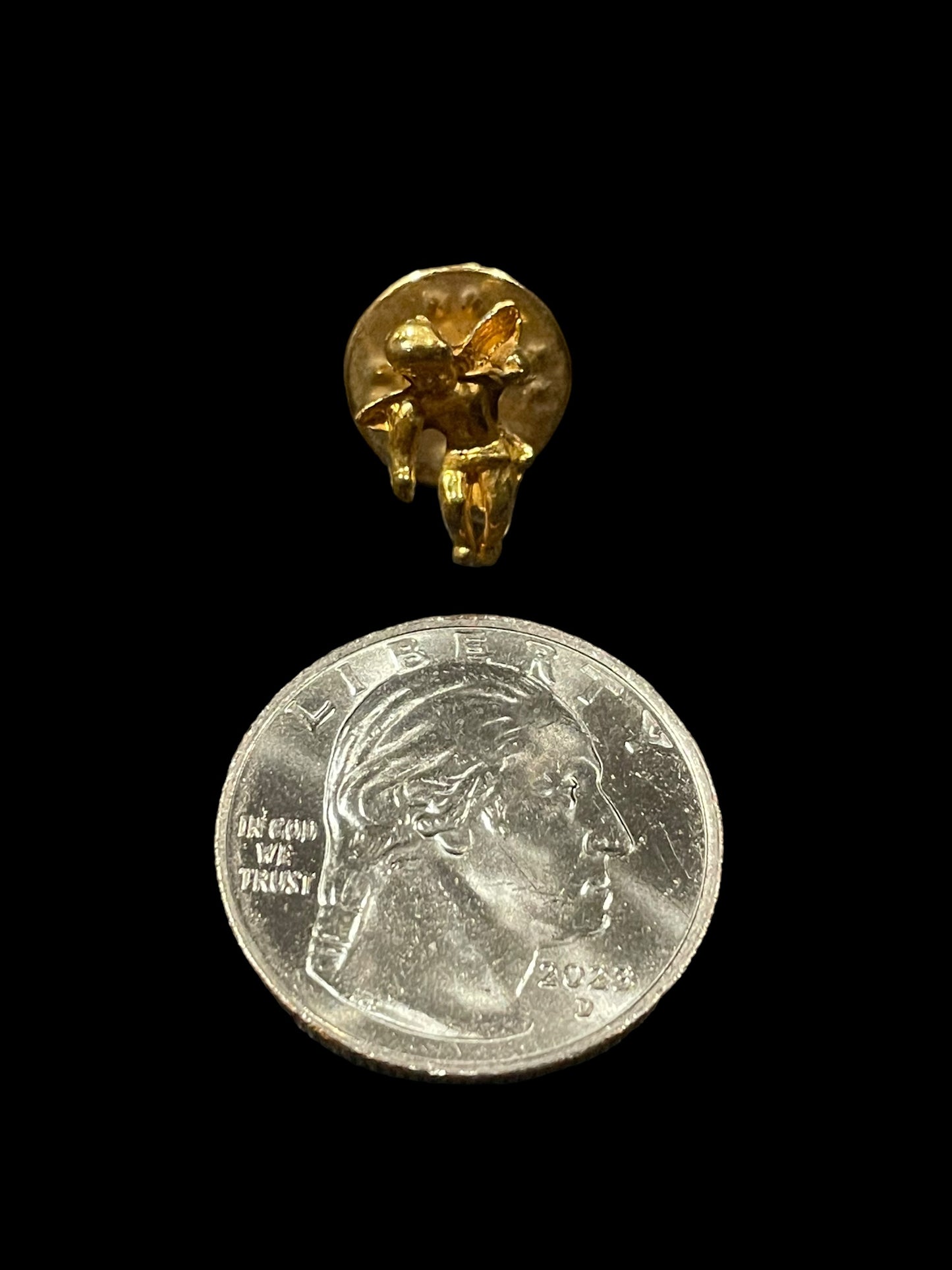 Vintage Gold Tone Winged Angel Cherub Tie Tack Pin