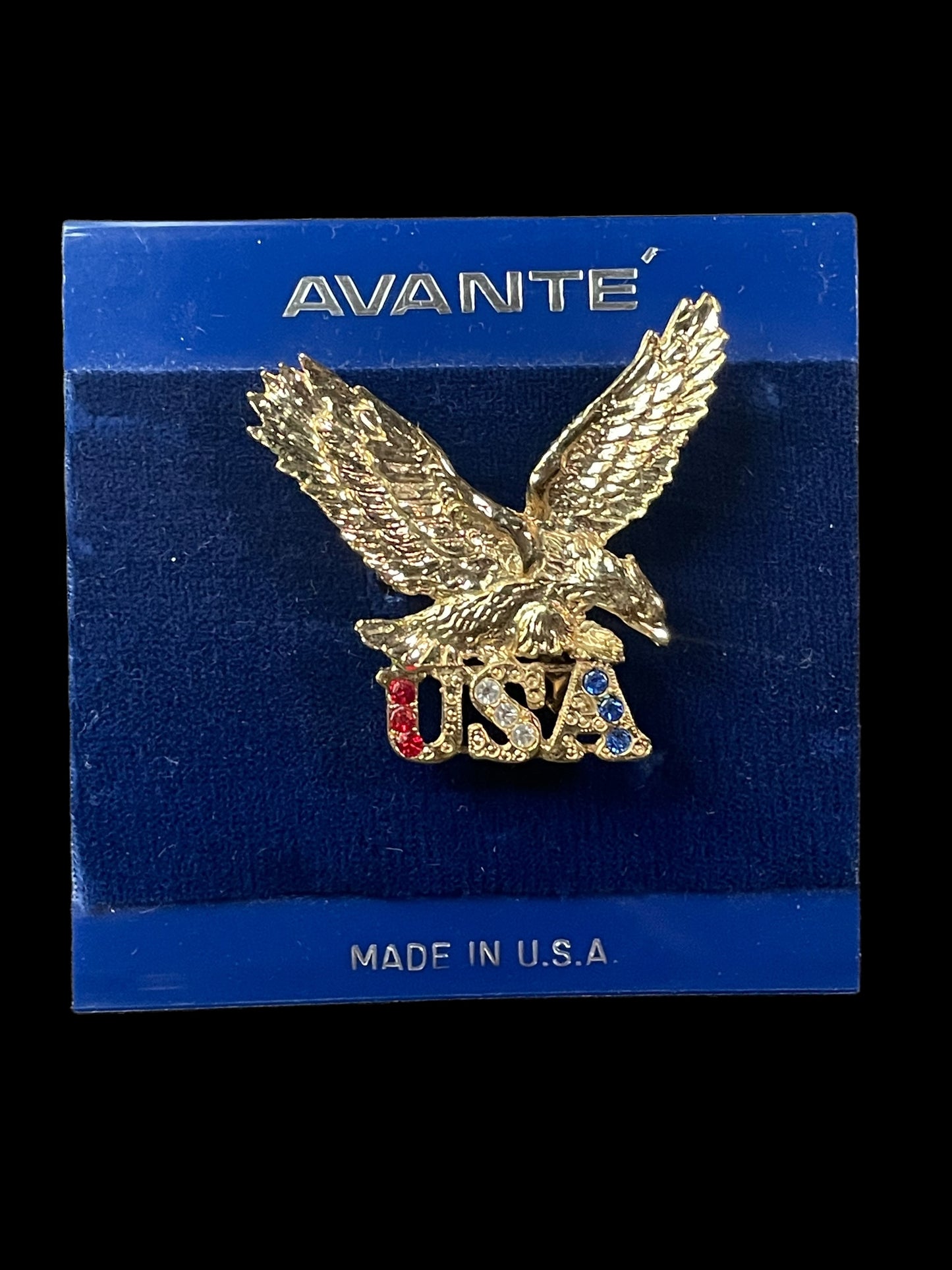 Avante Gold Toned Patriotic Eagle USA Brooch Pin