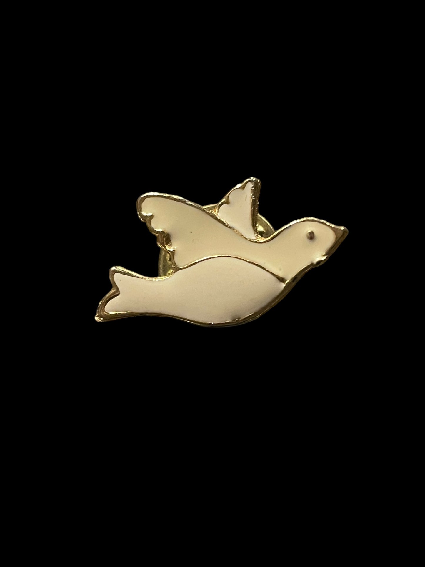 Vintage Peace White Dove Bird Enamel Brooch Pin