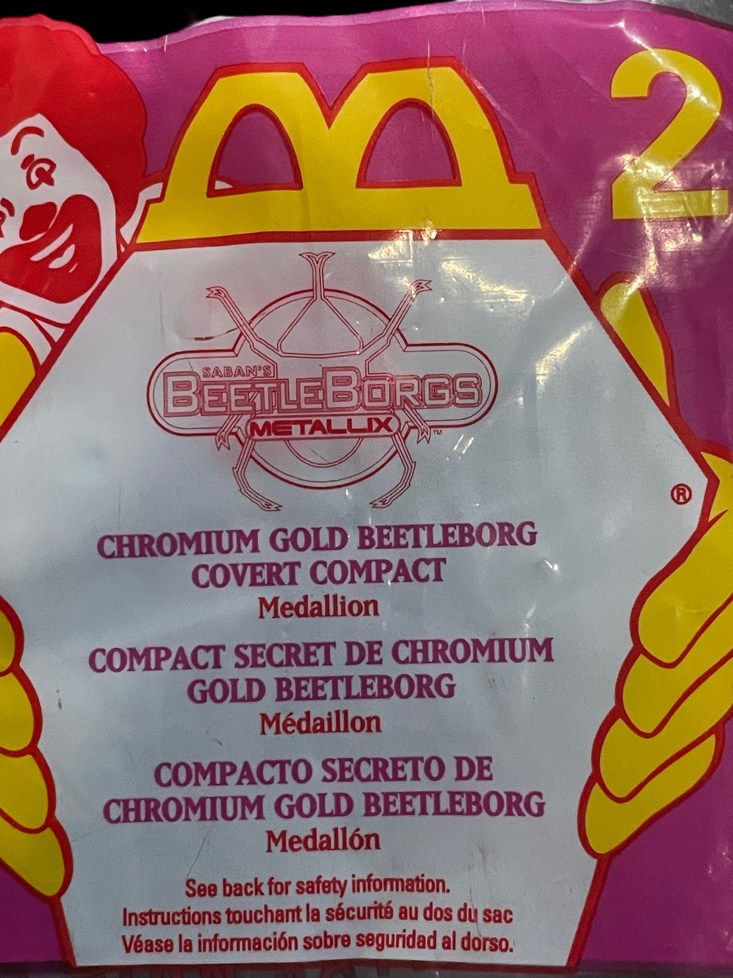 1996 BeetleBorgs Metallix Chromium Gold BeetleBorg Covert Compact McDonald's Happy Meal Toy