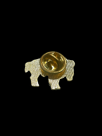 Vintage Gold Tone White Bison Enamel Brooch Pin