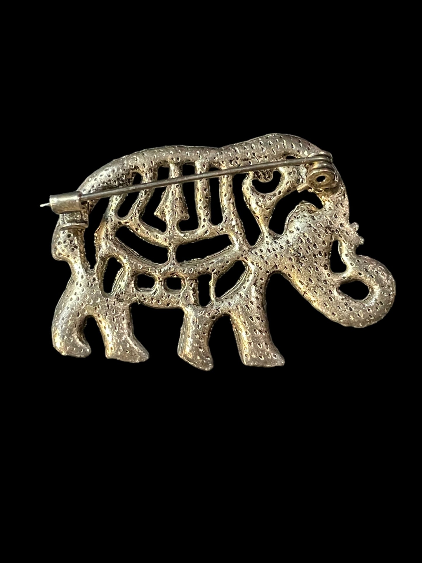 Vintage Silver Tone Marcasite Elephant Brooch Pin