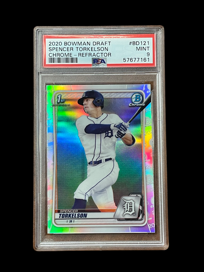 Spencer Torkelson [Chrome Refractor] #BD-121 2020 Bowman Draft PSA 9