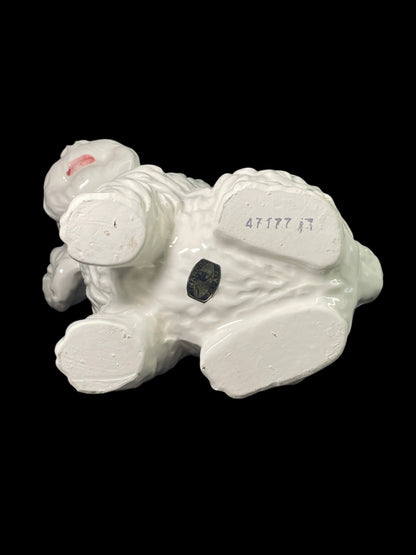 Midcentury Inarco Japan 7” White Ceramic Poodle Dog Planter