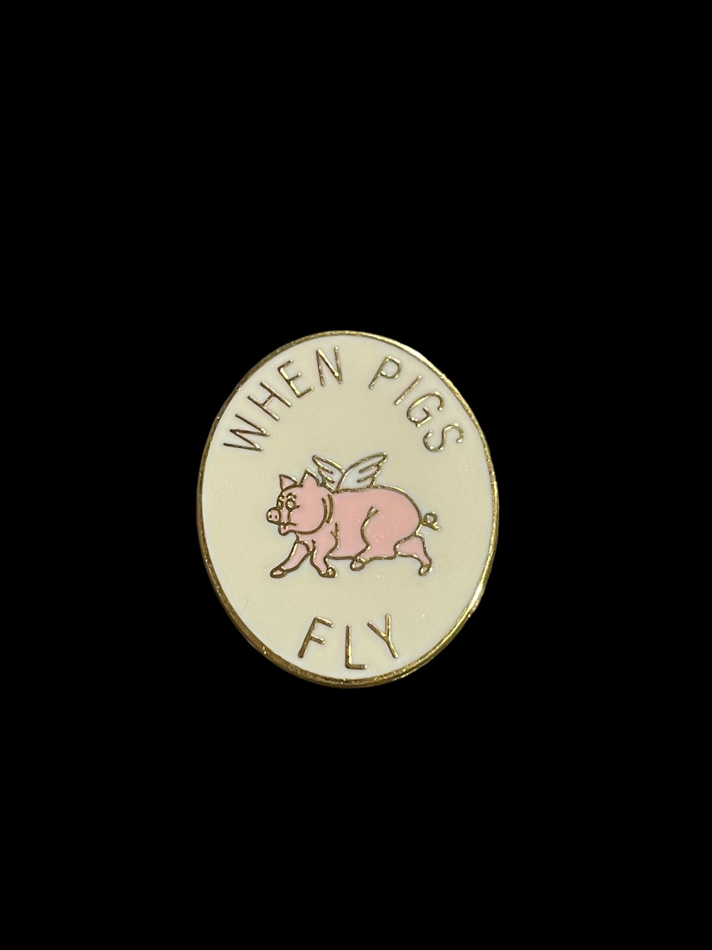 Vintage Whimsical When Pigs Fly Enamel Brooch Pin