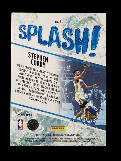 *TRADED* Stephen Curry #1 2021 Panini Donruss Optic Splash Graded NEAR MINT 7