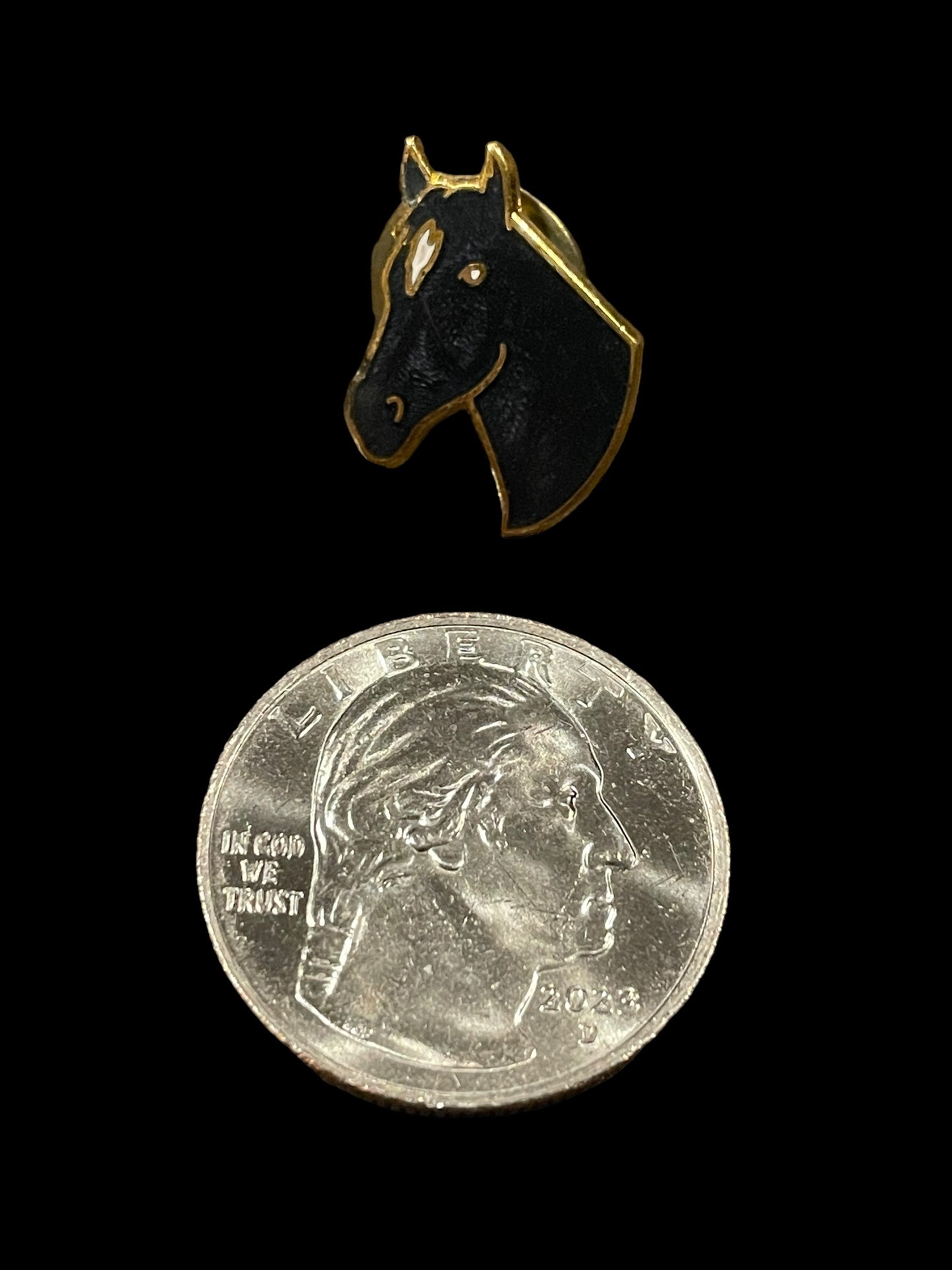 Vintage North Star Lakeville, MN Gold Tone Black Horse Head Enamel Brooch Pin