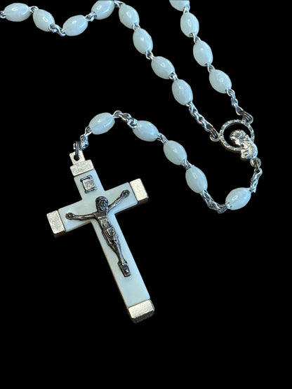 Glow in the Dark Rosary Prayer Bead Necklace Made in Italy