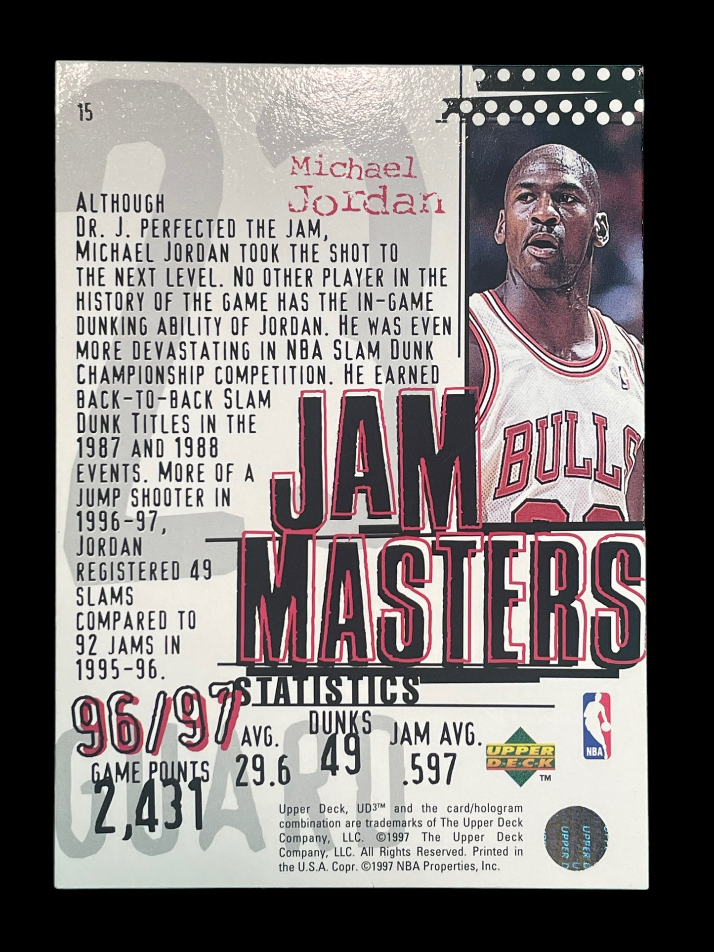 Michael Jordan #15 1997 Upper Deck UD3 Jam Masters Graded NM MINT+ 8.5