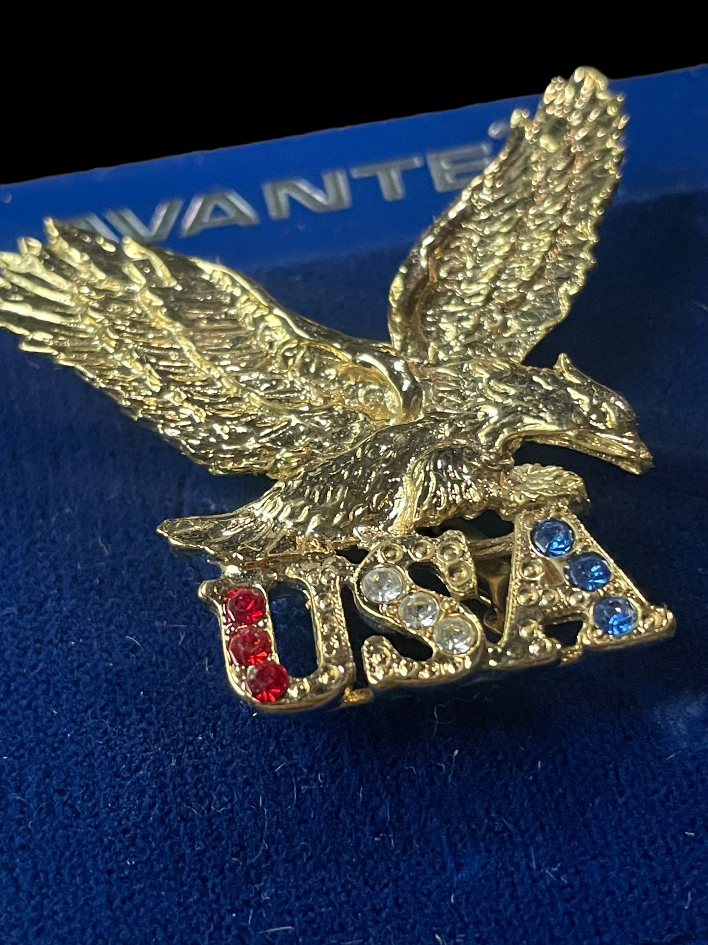 Avante Gold Toned Patriotic Eagle USA Brooch Pin