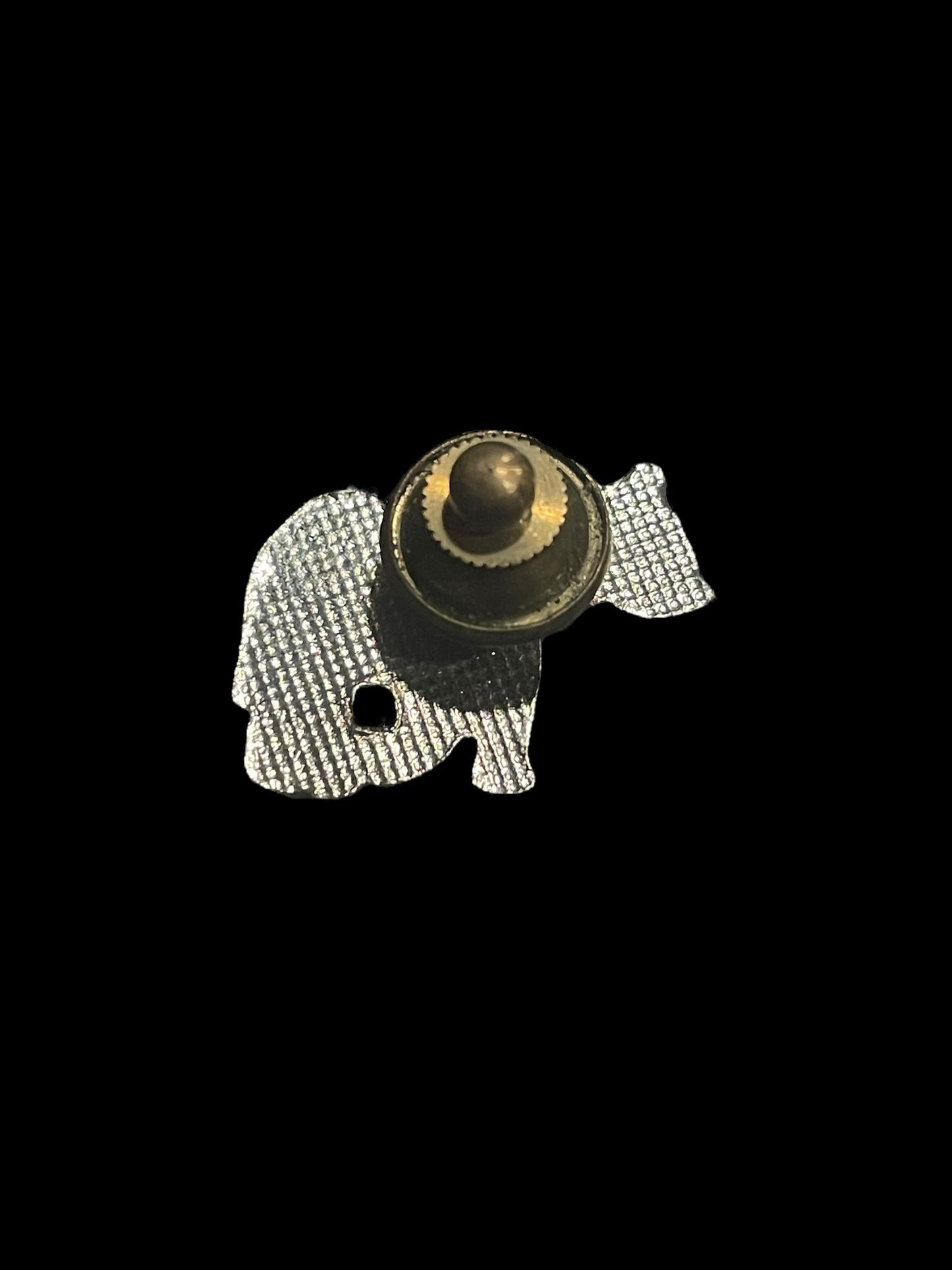 Vintage Gray Metallic Elephant with Gold Lining Brooch Pin or Tie Tack