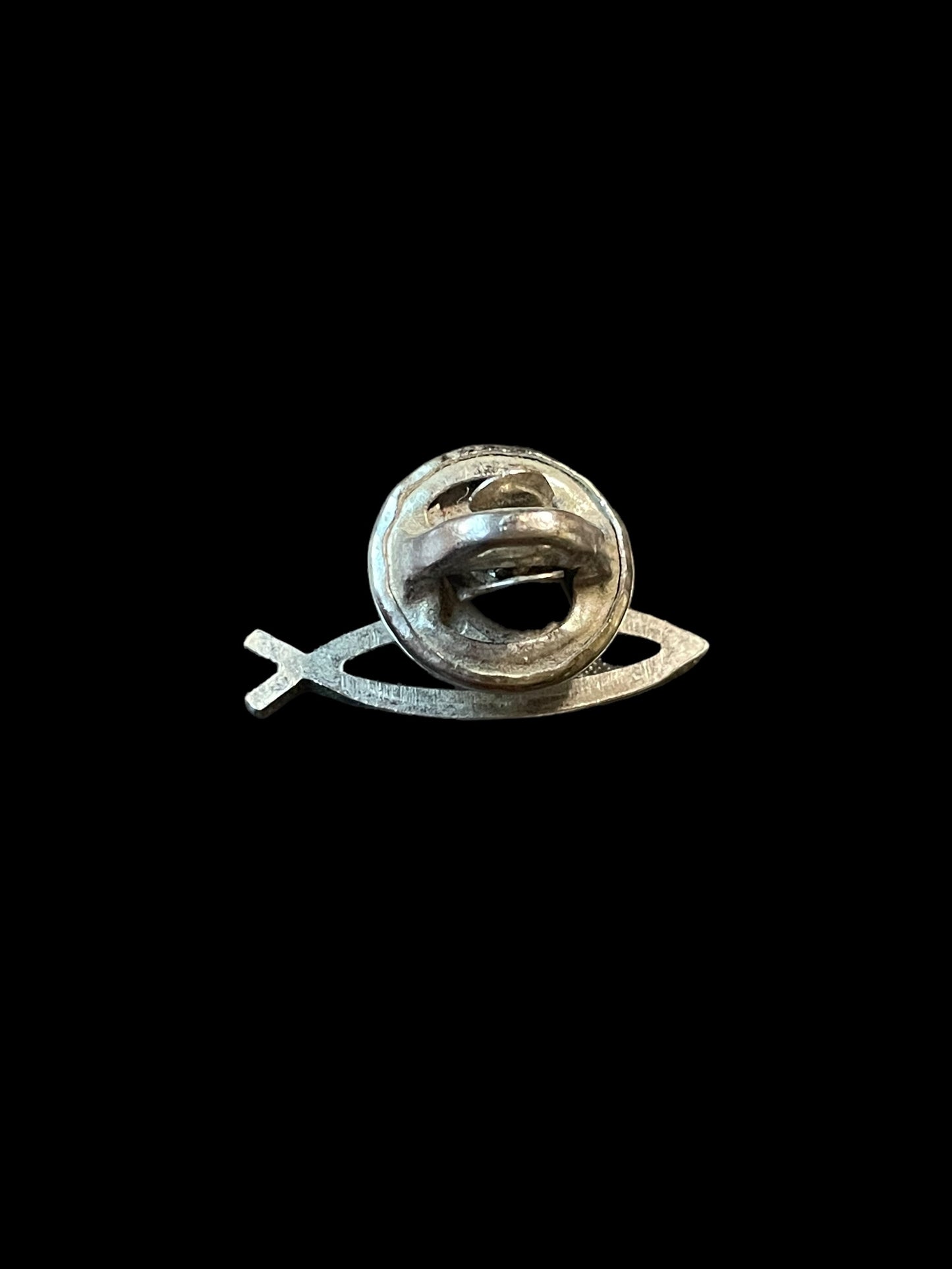 Silver Tone Jesus Ichthyic Fish Symbol Religious Brooch Pin