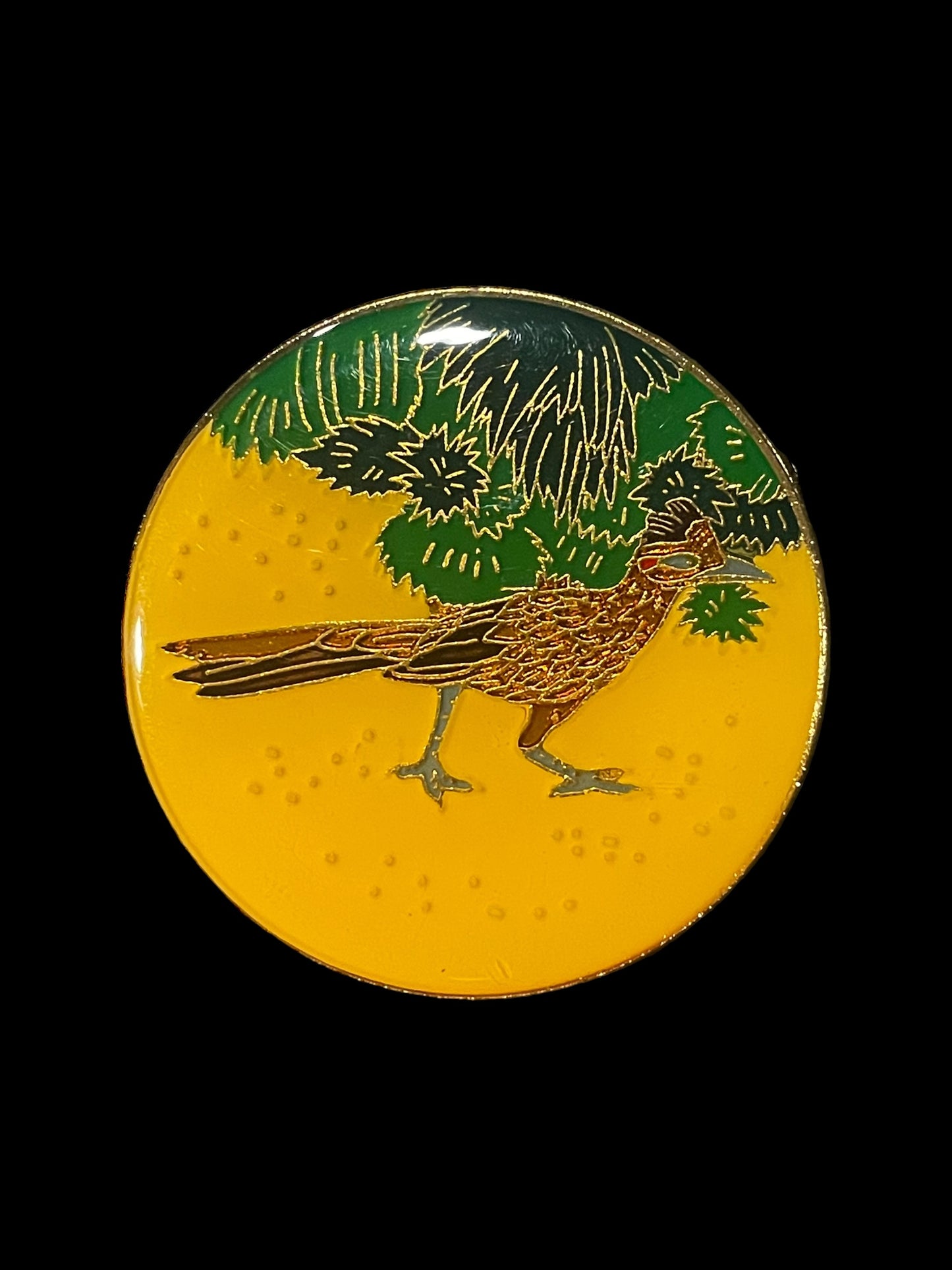 Vintage Round Road Runner Brooch Pin