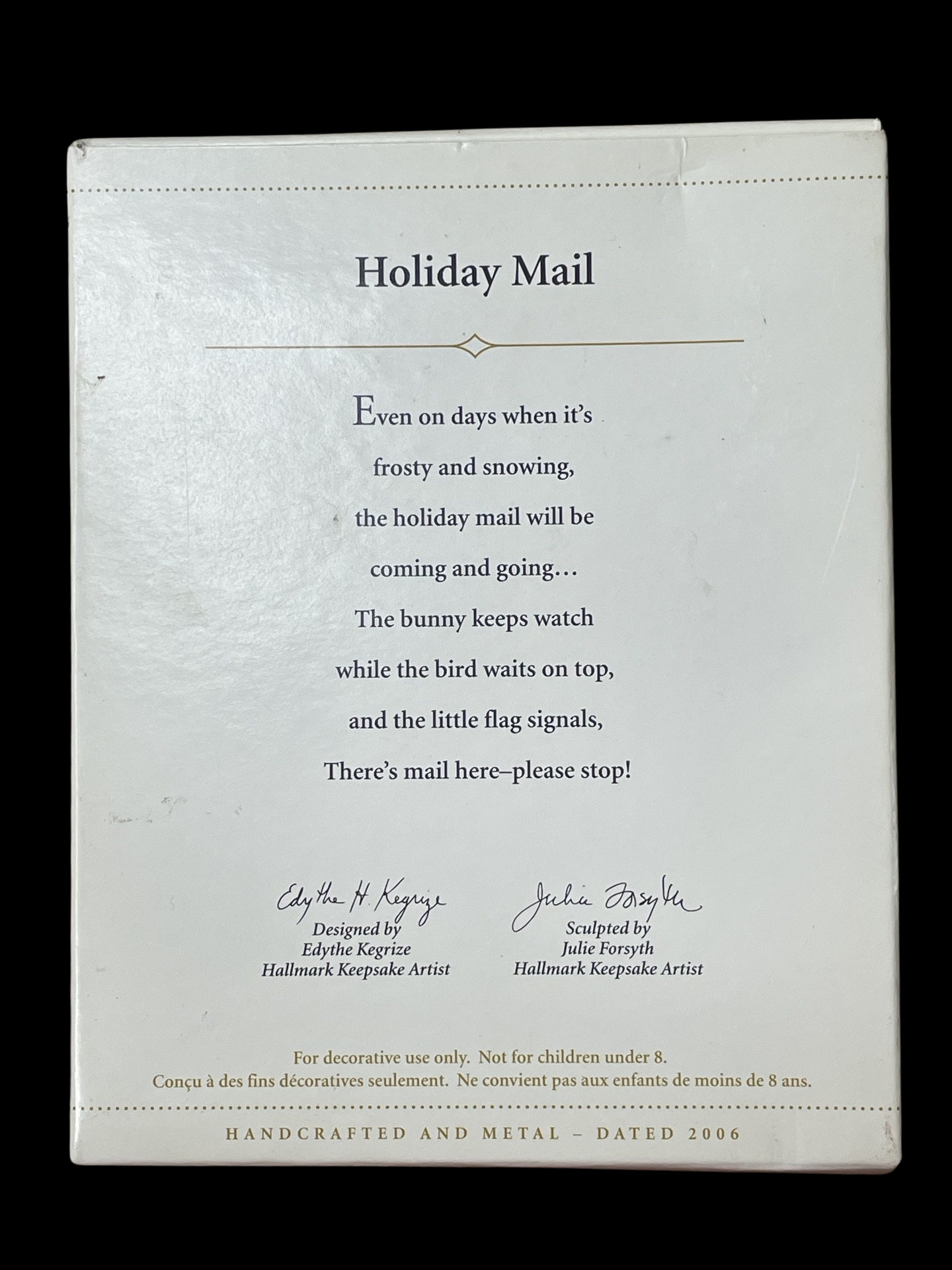 2006 Hallmark Keepsake Ornament Holiday Mail, Winter Garden, Colorway