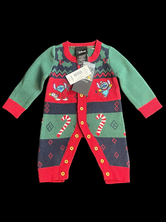 Disney Stitch 3 Month Infant Intarsia Christmas Sweater