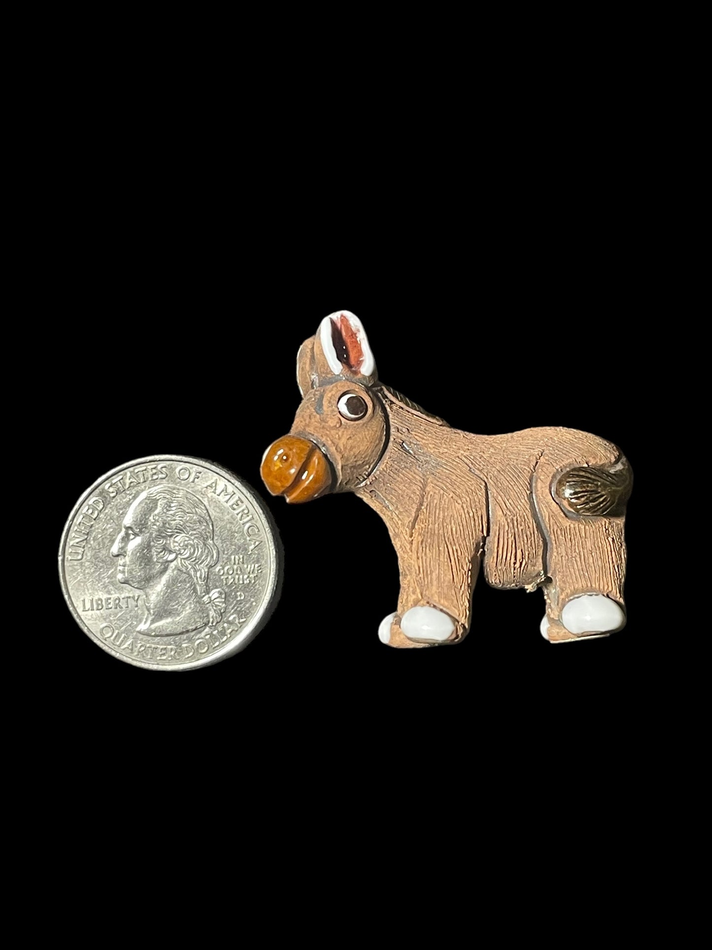 Vintage Clay Donkey Mule Mini Figurine Made in Peru