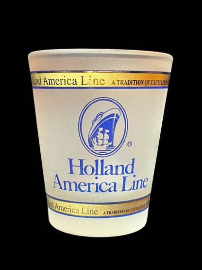 Holland America Line Ms Westerdam Blue and Gold Frosted Shot Glass