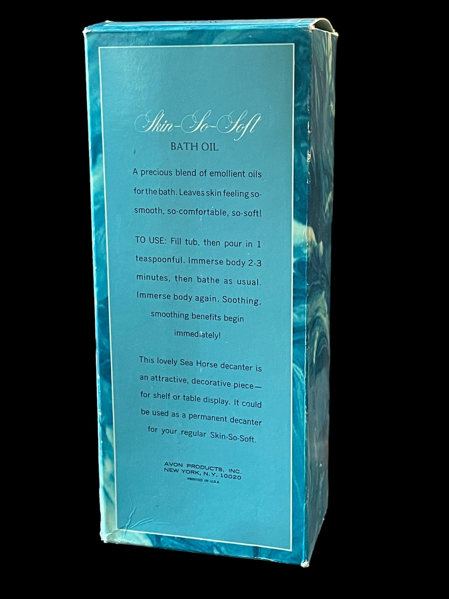 Avon Sea Horse Skin-So-Soft Bath Oil Decanter 6oz Empty