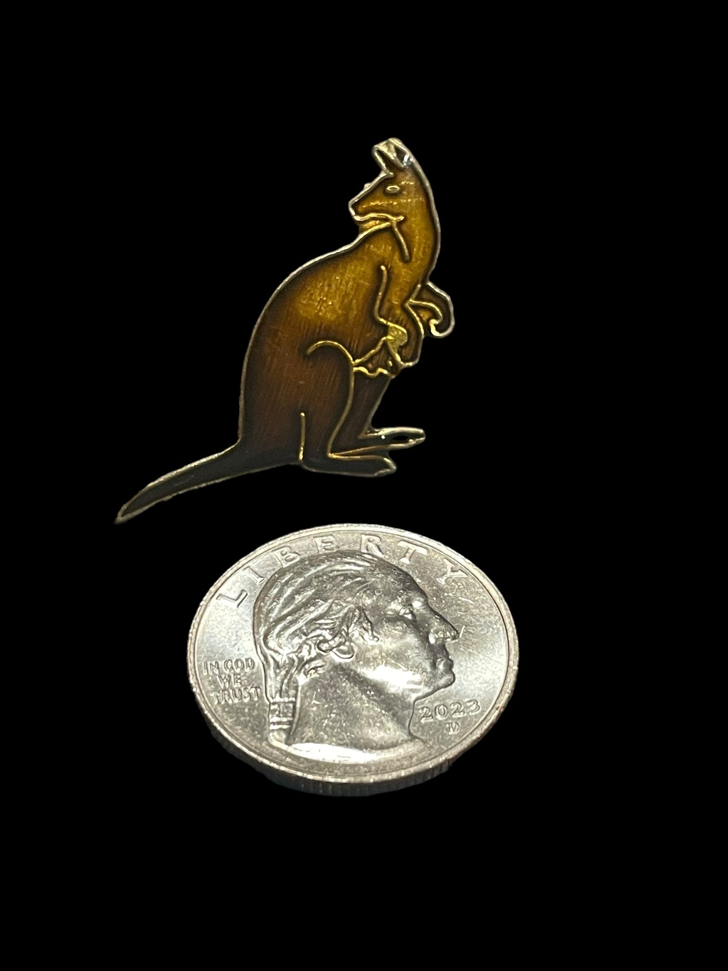 Vintage Australia Brown Kangaroo Enamel Brooch Pin