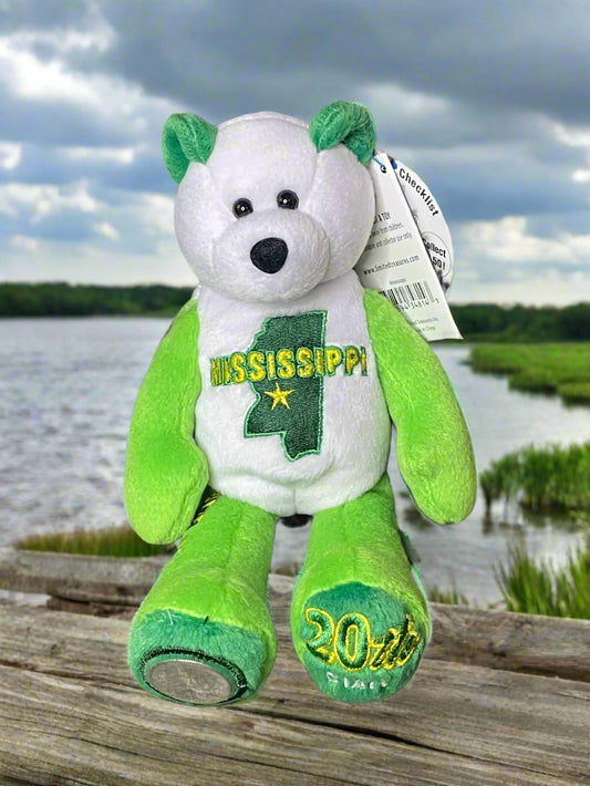 2002 Limited Treasures Mississippi State Quarter Coin Bean Bear Plush