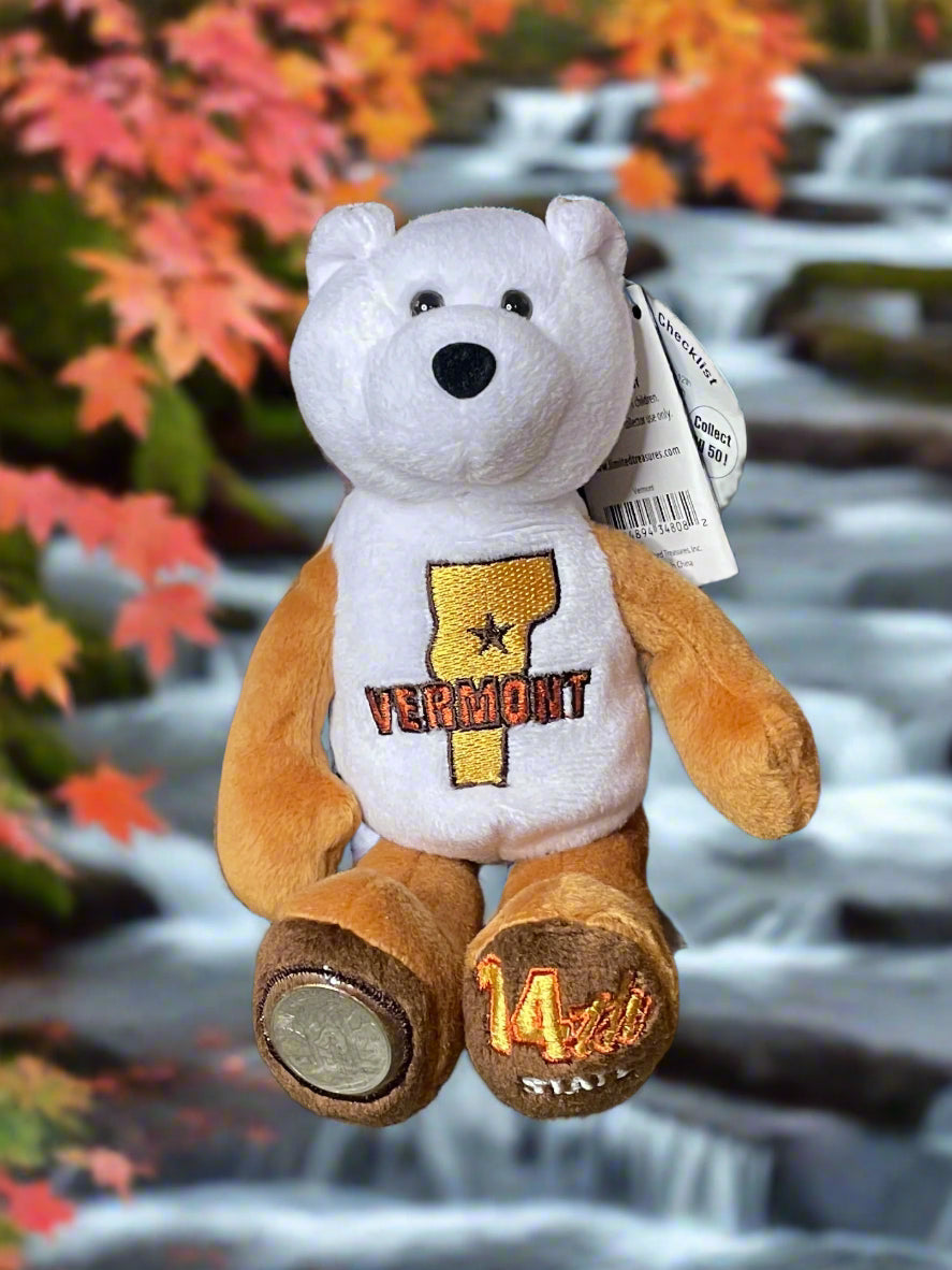 2001 Limited Treasures Vermont State Quarter Coin Bean Bear Plush