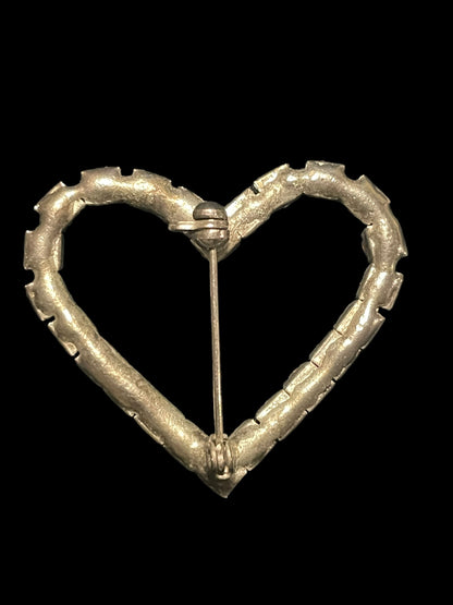 Vintage Rhinestone Heart Shaped Brooch