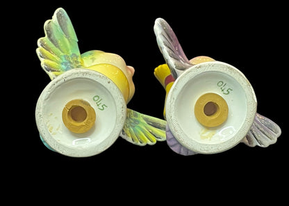 Rare Vintage Lefton Anthropomorphic Jewel Eyes Birds Salt & Pepper Shakers 045