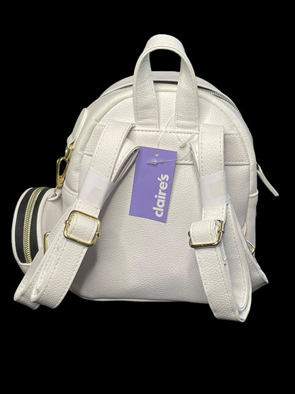 Claire's White Mini Backpack and Coin Purse with Rainbows