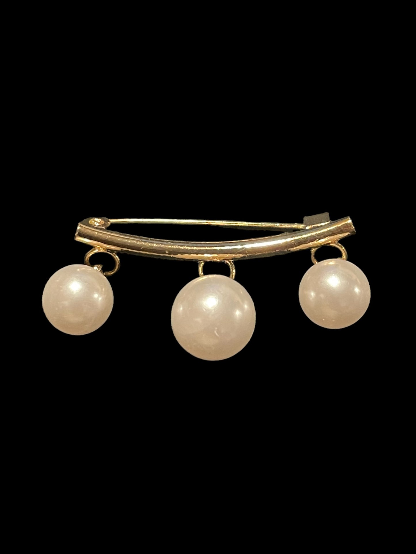 Dangling Faux Pearl Bar Brooch