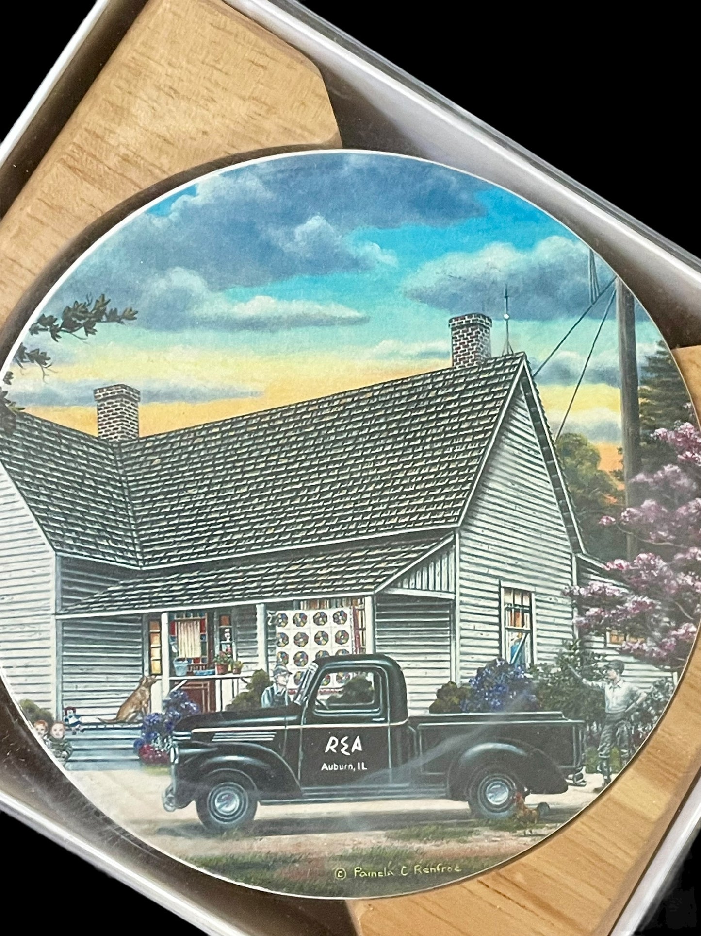 Vintage Charming House & Truck Artwork Coasters Set by Pamela C Renfroe