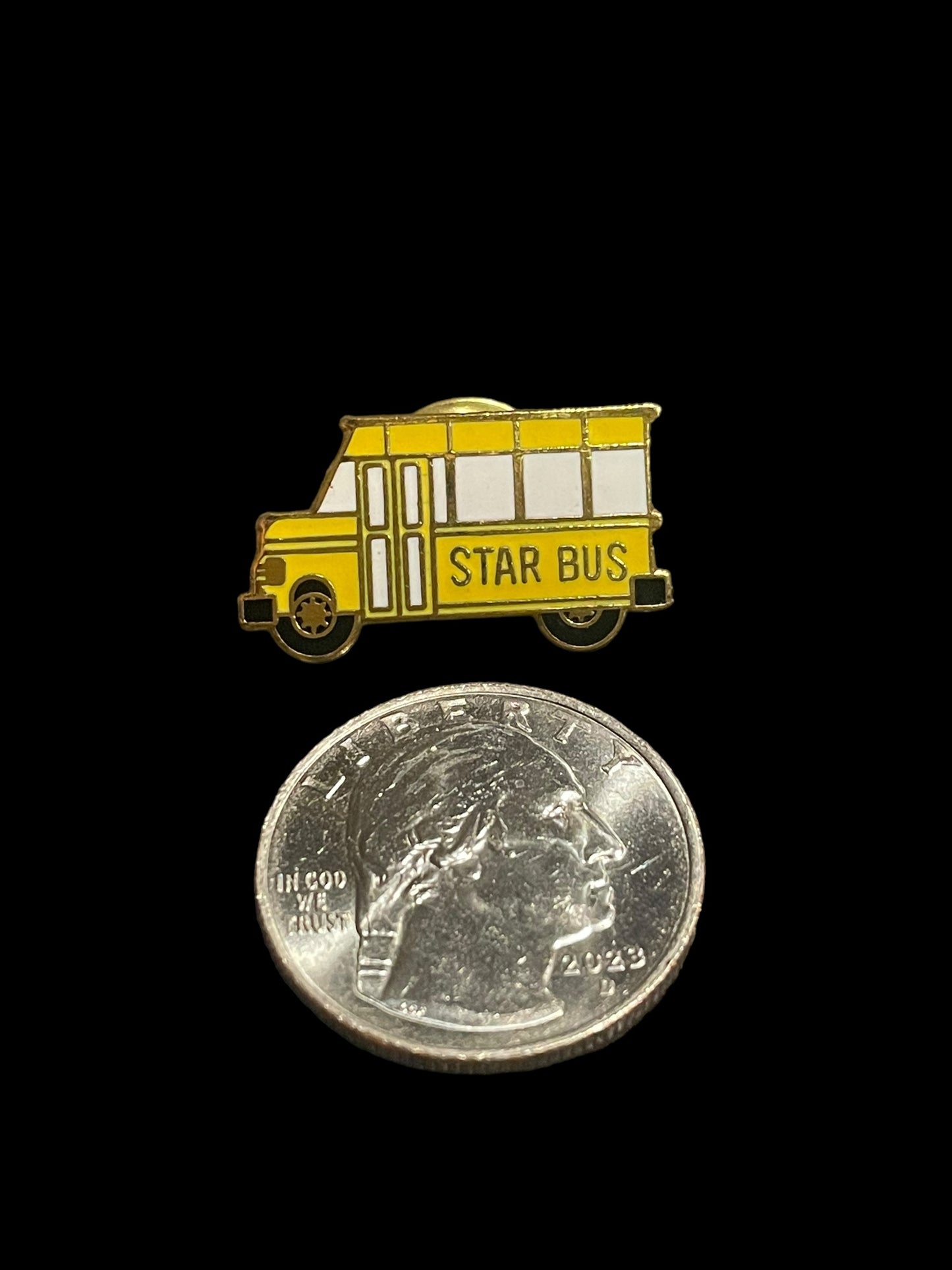 Vintage Yellow Star Bus Enamel Brooch Pin