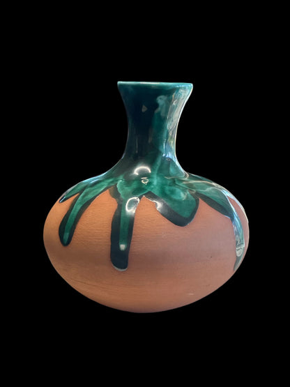 Fortina Geurrero Handmade Terracotta Signed with Green Glaze Drip From Mexico