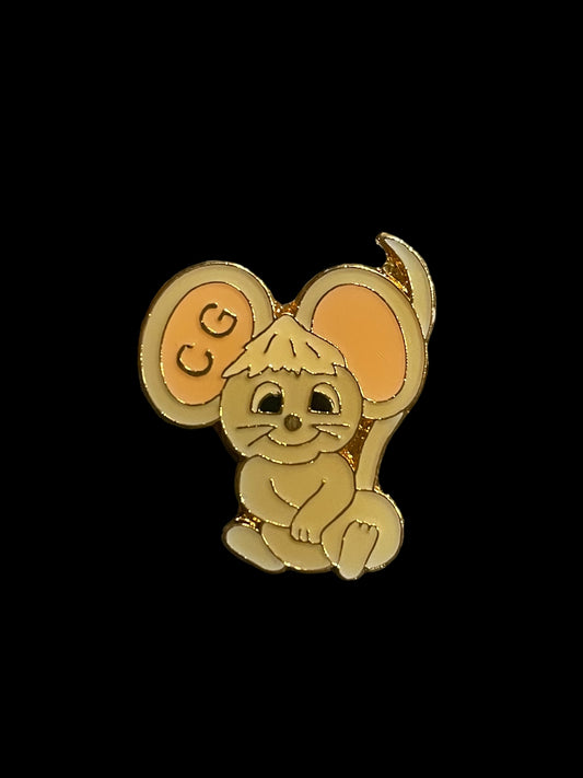 Vintage Cute Mouse Cartoon With CG On The Ear Brooch Pin