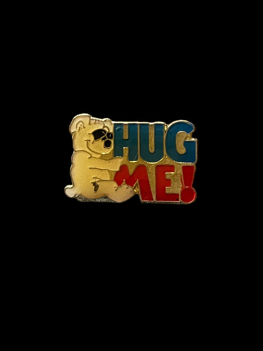 Vintage Hug Me Teddy Bear Enamel Brooch Pin