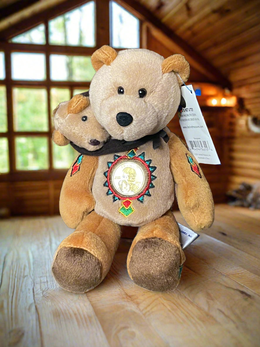 2003 Limited Treasures Sacagawea and Pomp Golden Dollar Coin Bean Bear Plush