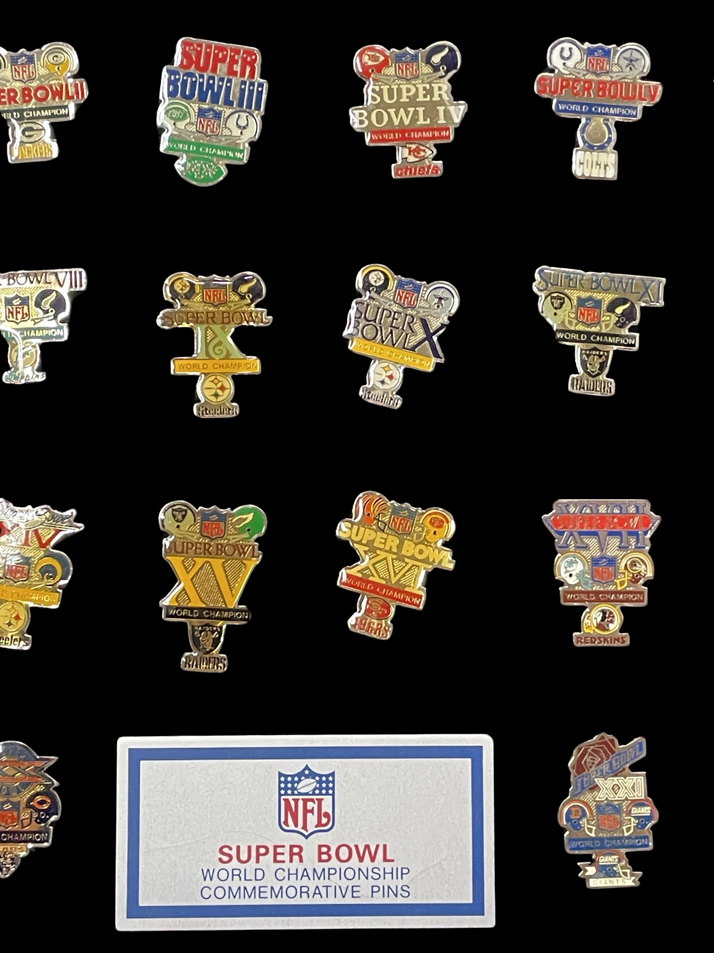 Vintage NFL Super Bowl World Championship Commemorative Pins