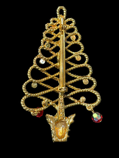 Vintage Tancer II Wire Spiral Dangle Christmas Tree Figural Brooch