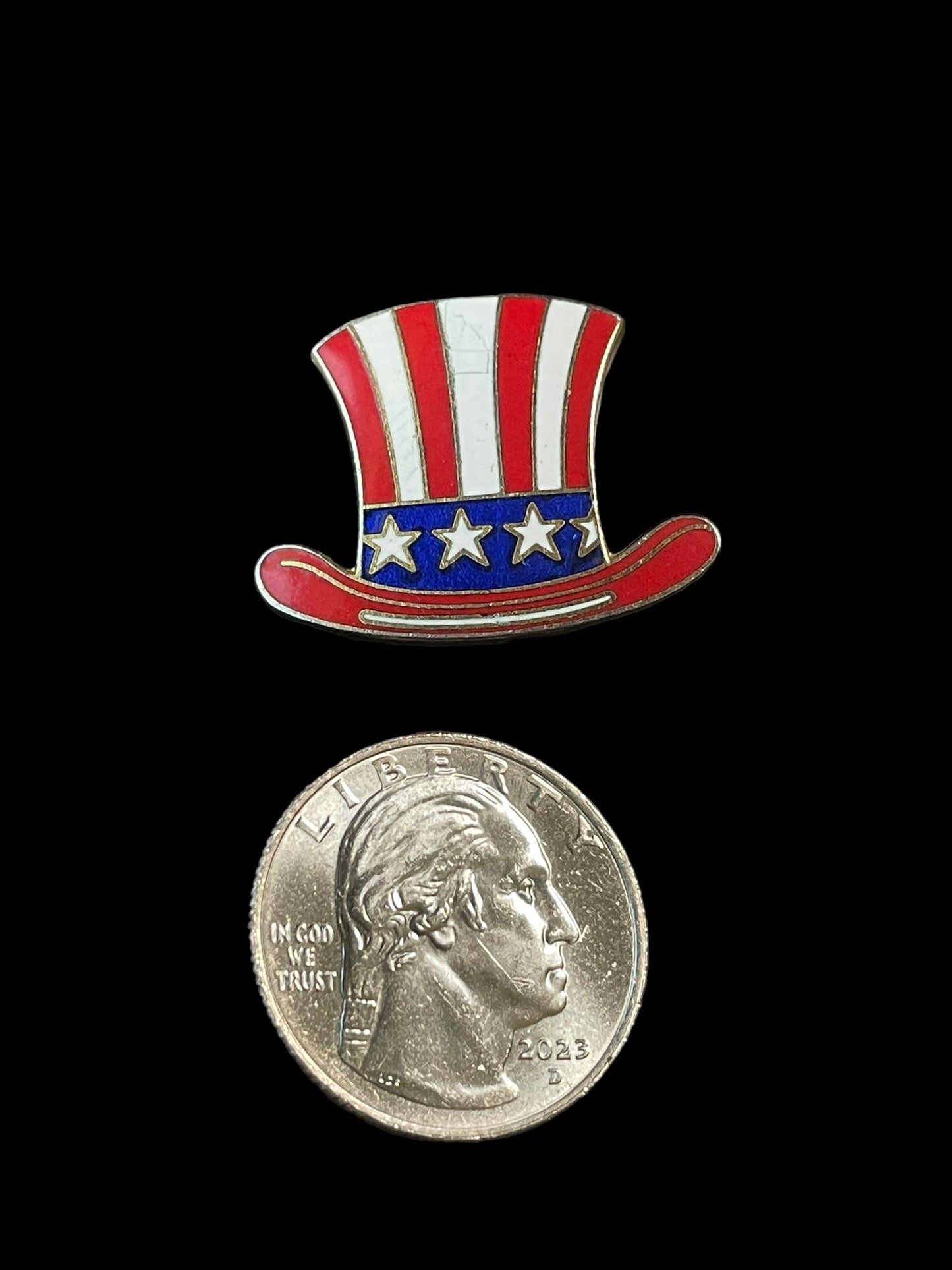 Vintage America Uncle Sam Top Hat Enamel Brooch Pin