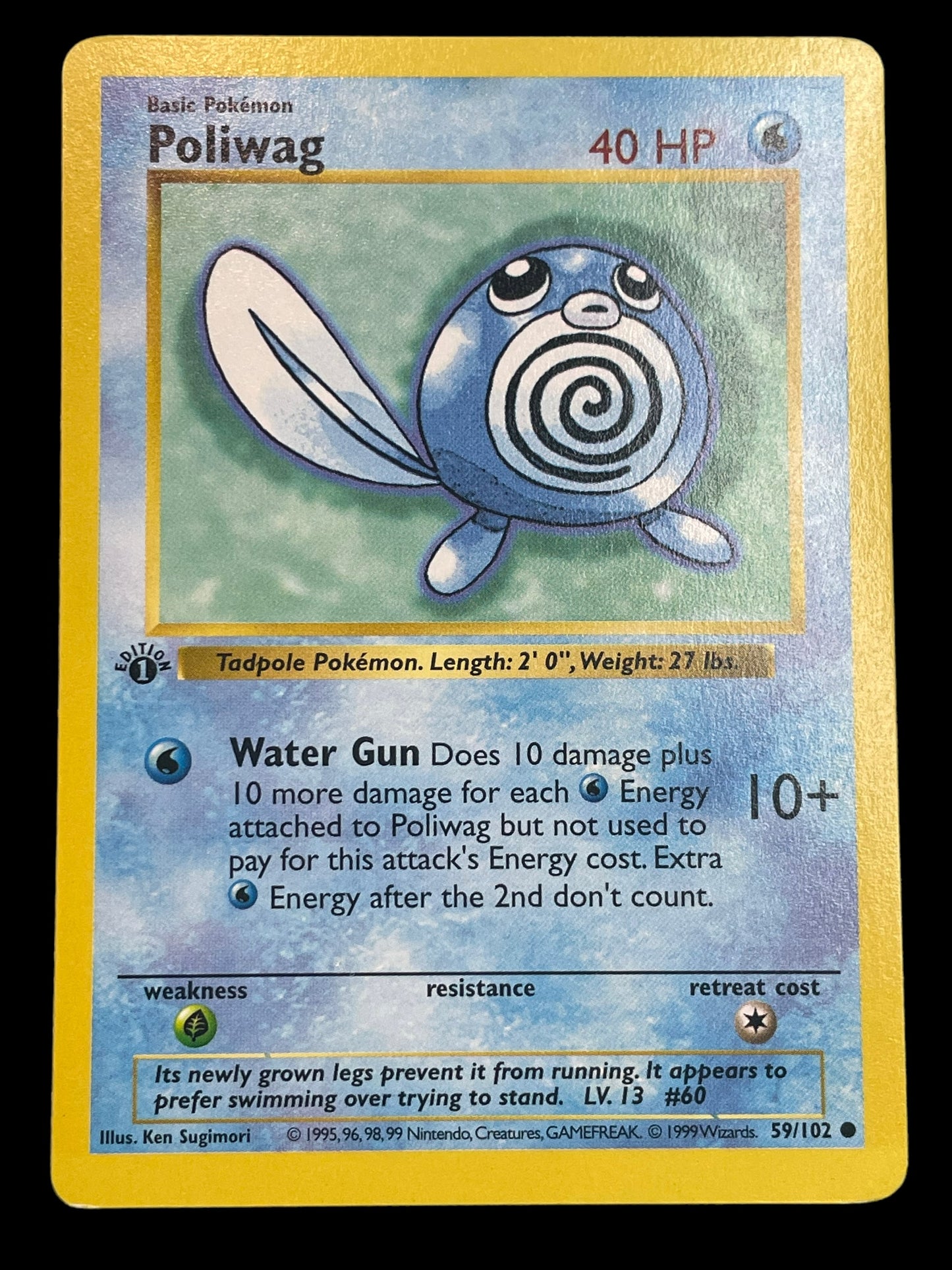 Poliwag 1st Edition Shadowless #59 Pokemon Base Set Graded NM MINT 8