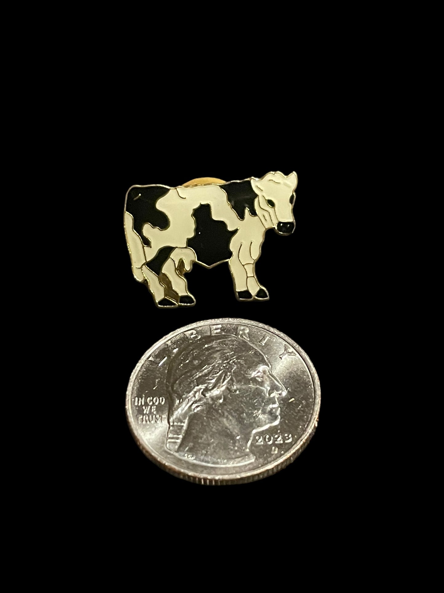 Classic Gold Tone Cow Enamel Brooch Pin