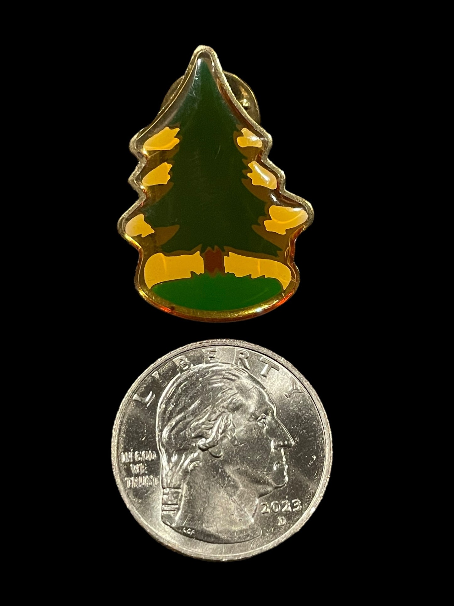 Vintage Christmas Spruce Tree Enamel Brooch Pin